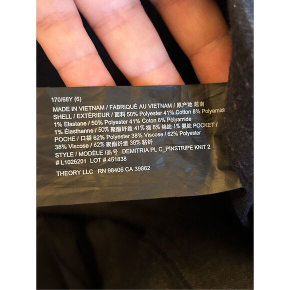 Theory Pull On Wide-leg Pinstripe Trousers Sz 6 Navy Minimalist Career Relax - Picture 8 of 10